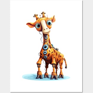 Cartoon giraffe robots. T-Shirt, Sticker. Posters and Art